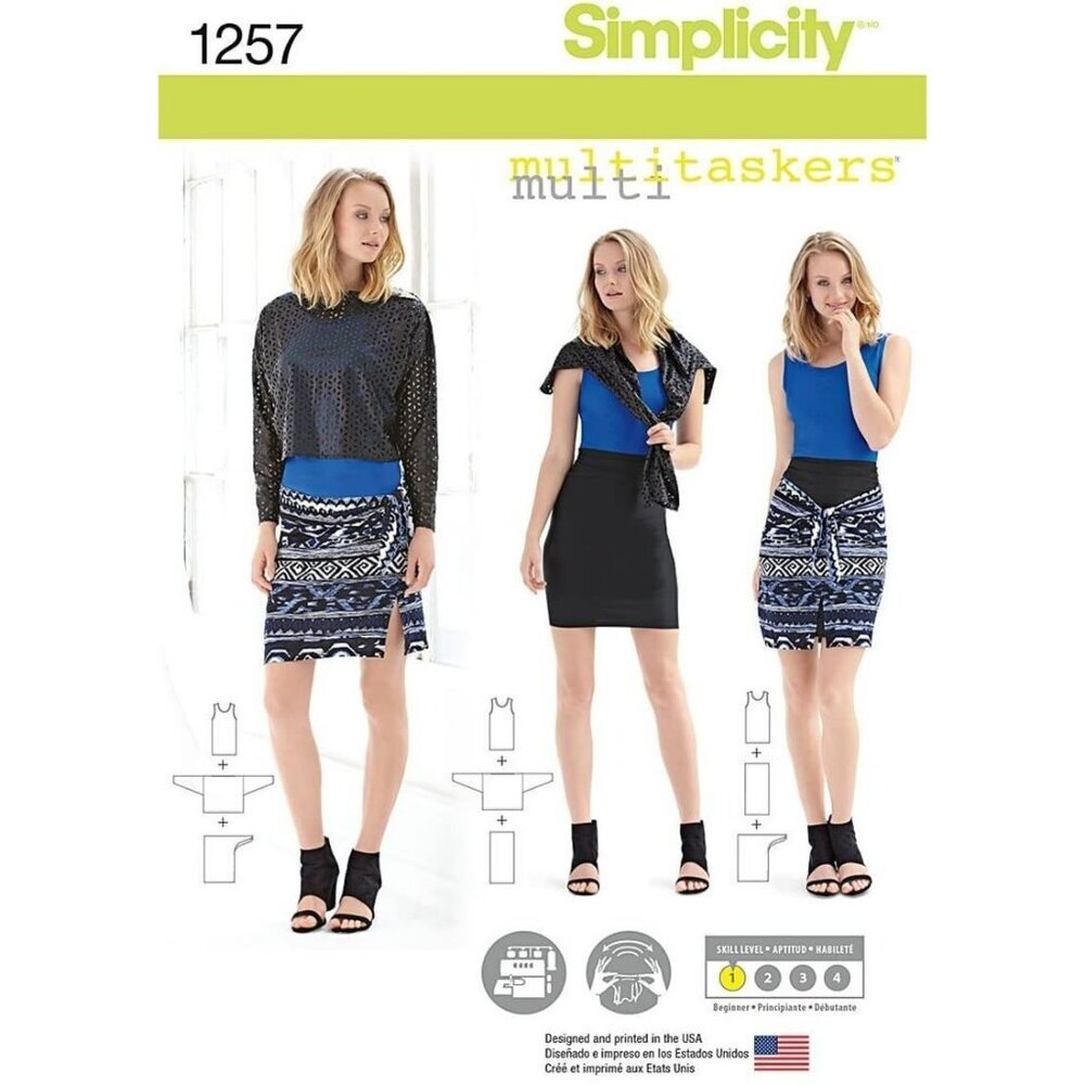 Simplicity‎ Sewing Pattern 1257 Tops Sarong For Knits Size 4-26